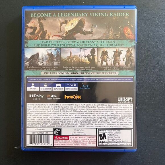 Assassin's Creed Valhalla Sony Play Station 4 PS4 Case and Disc - Picture 2 of 3